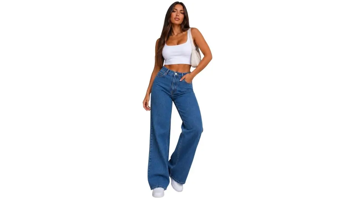 Calça Jeans Wide Leg Feminina Cintura Alta